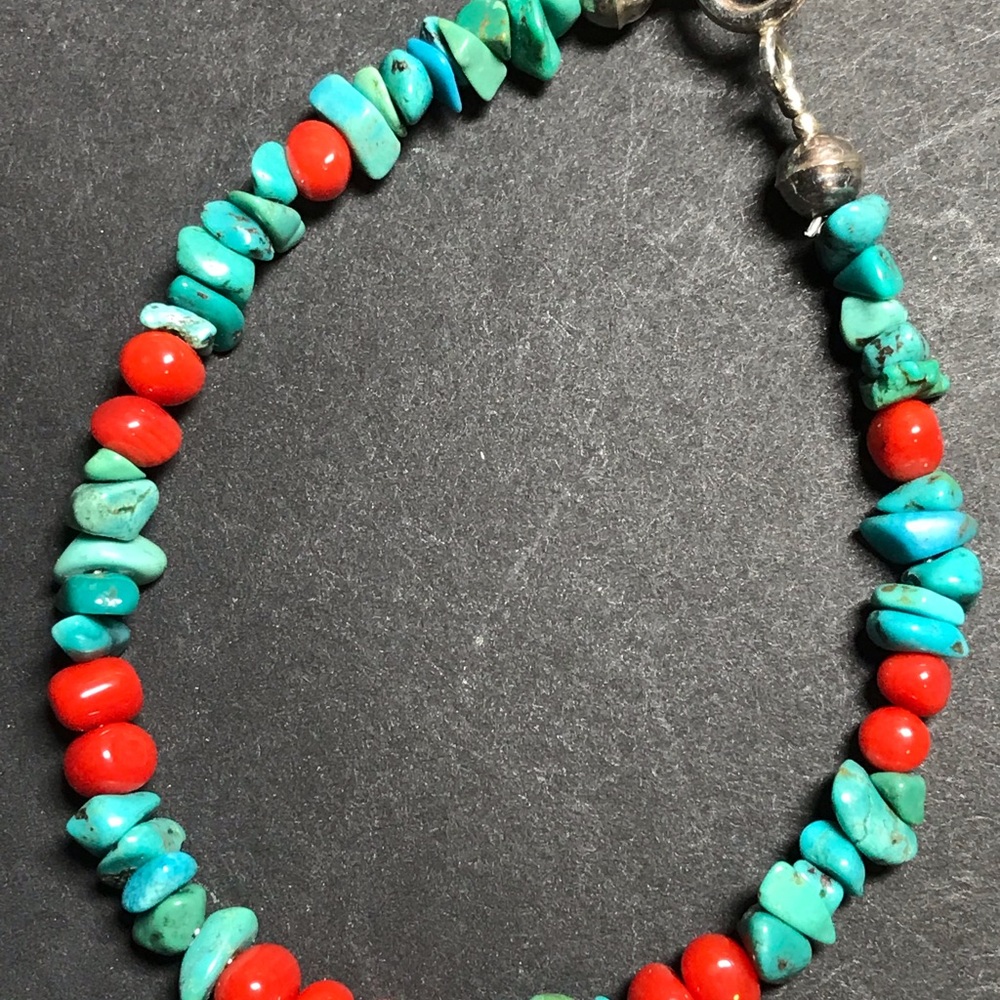 Running Bear coral and turquoise bracelet